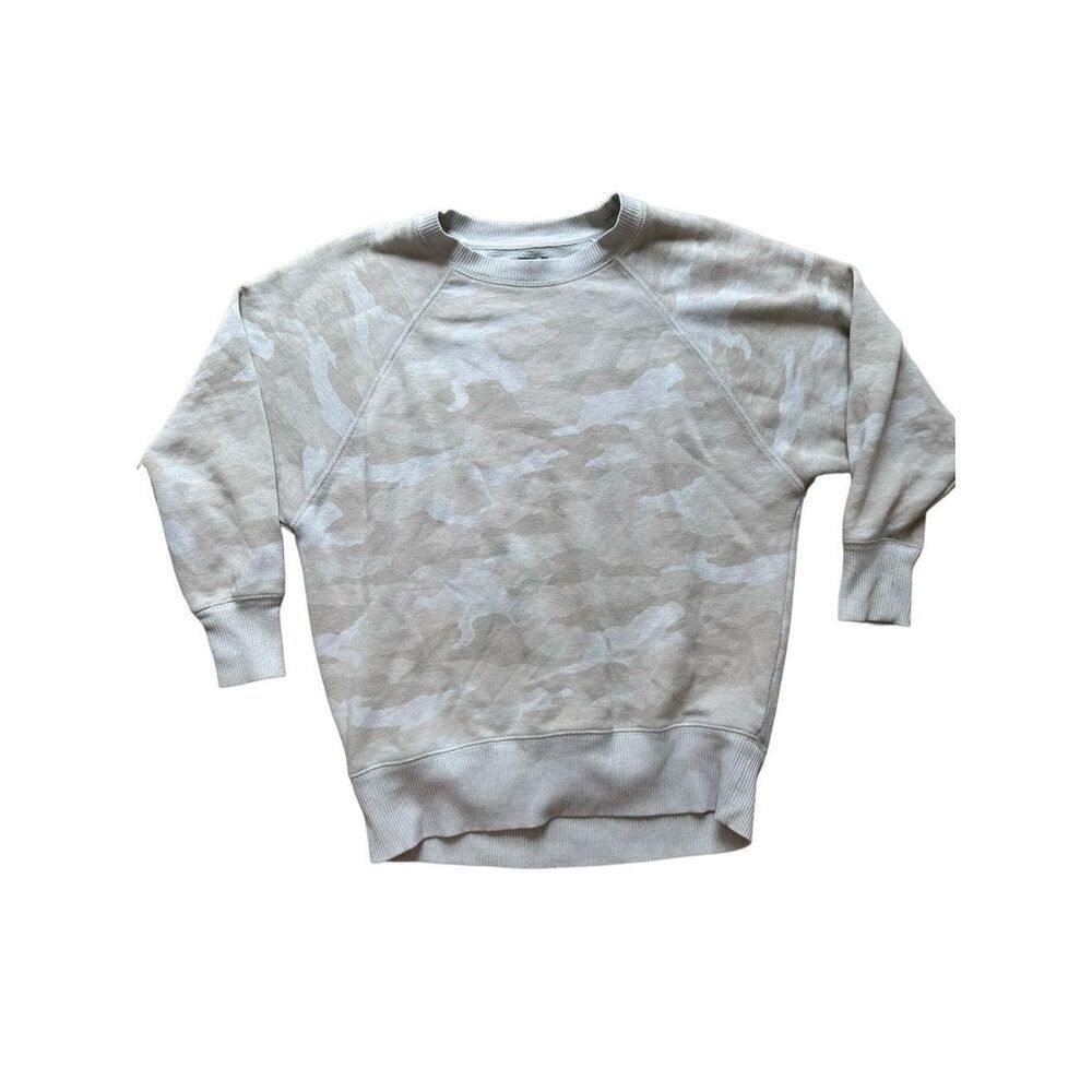Aerie Beige Camo Crew Neck Sweater